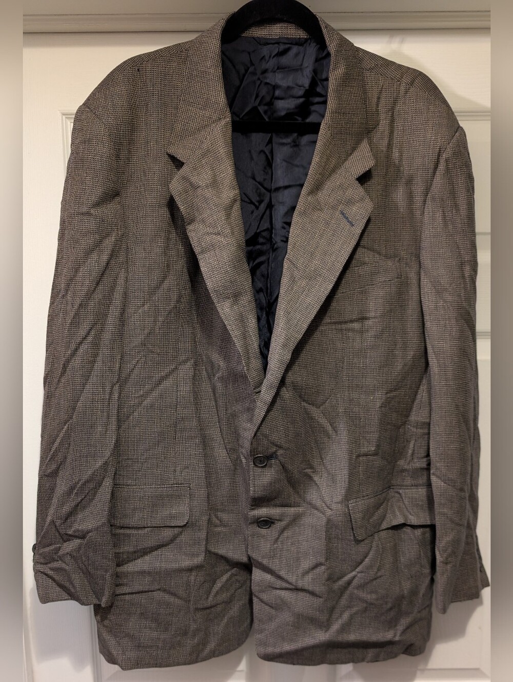 Hickey Freeman 100% Wool Gray Checkered L303 Size 46L Blazer Suit Sport Coat